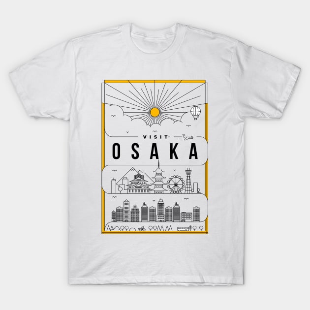 Osaka Minimal Lineal Poster T-Shirt by kursatunsal